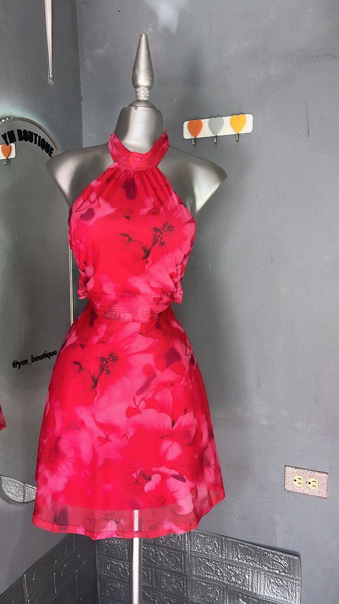 vestido pink floreado