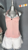 blusa rosa con encaje