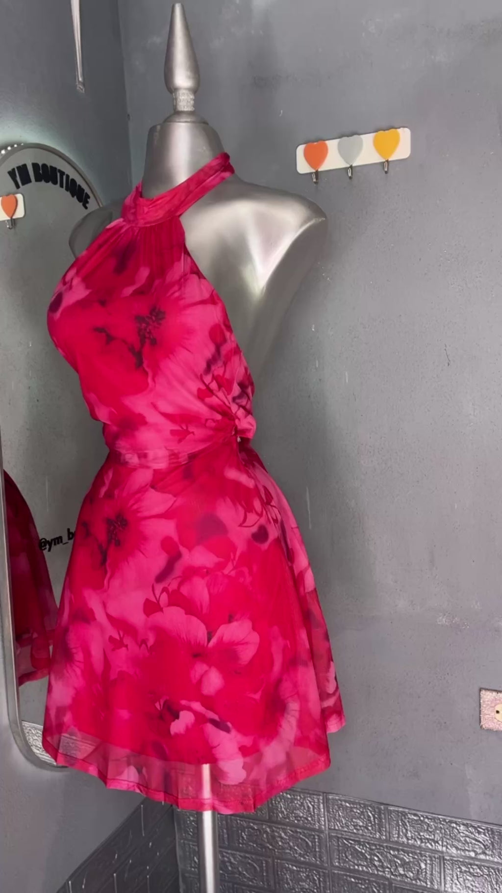 vestido pink floreado