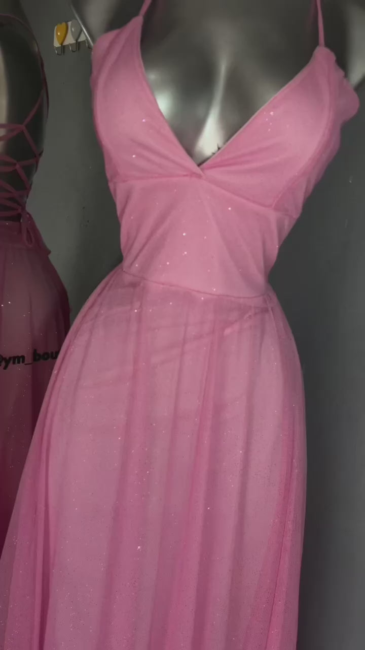 vestido brilloso largo